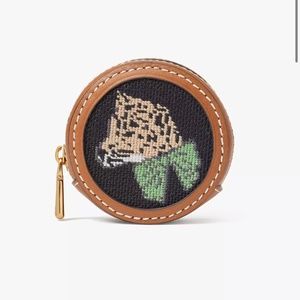 Kate Spade Lucy Leopard Needlepoint Coin Purse Airpod Case  Key Chain